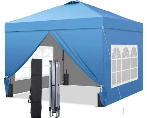 Miniatura 34 de GDY Tienda de campaña desplegable de 10 x 10 pies, gazebo para exteriores con 4 bolsas de arena, toldo fácil de instalar con 3 alturas ajustables