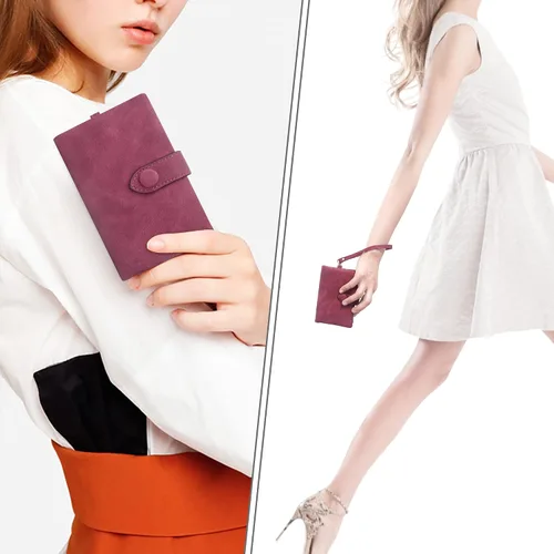 Miniatura 5 de CONISY Billeteras pequeñas de pulsera para mujer, billetera de cuero plegable RFID con ventana de identificación y cremallera