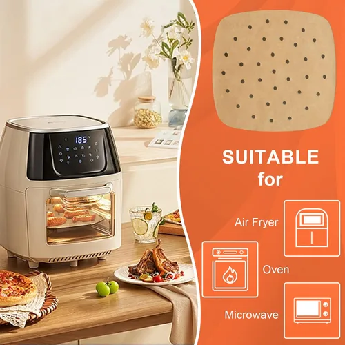 Miniatura 5 de Numola - Papel pergamino perforado para freidoras de aire, 100 piezas de papel cuadrado de bambú compatible con Philips, Cozyna, Secura, NuWave