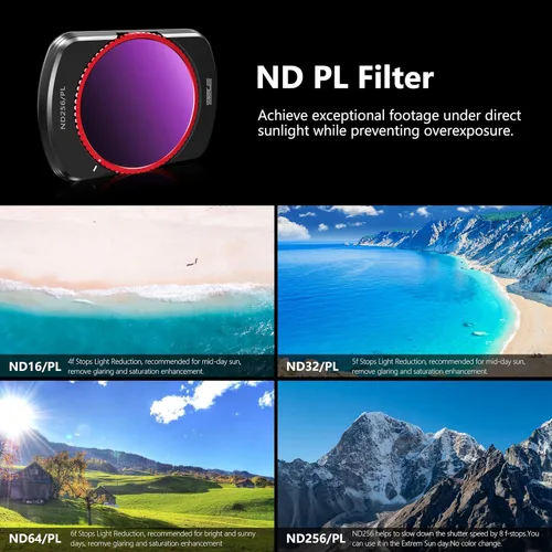 Miniatura 7 de STARTRC Juego de filtros NDPL para DJI Osmo Pocket 4/3 Creator Combo Accesorios – Paquete de 4 ND/PL16, ND/PL 32, ND/PL 64, ND/PL256 (magnético)