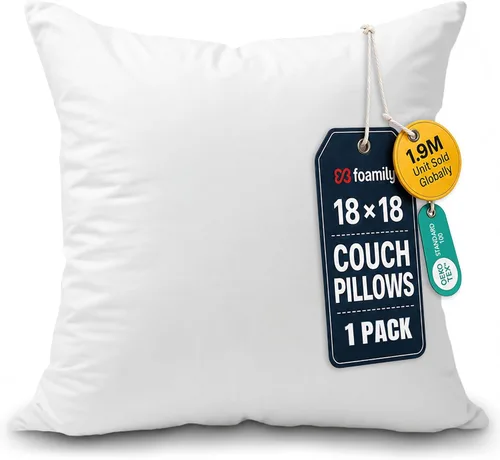Miniatura 21 de Foamily Juego de 4 rellenos para almohada hipoalergénicas de primera calidad, con forma cuadrada de poliéster, estándar, blancos