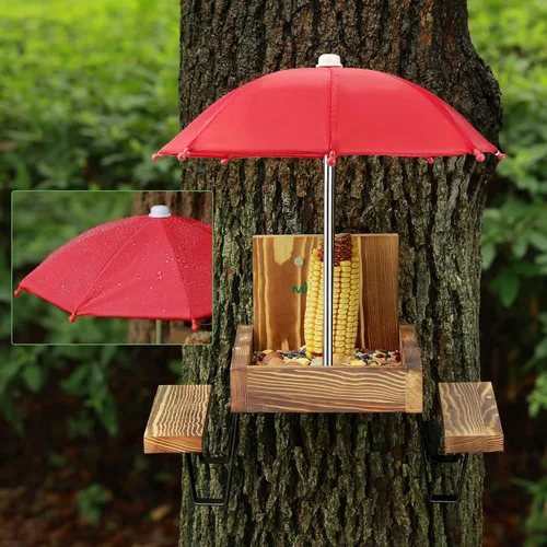 Miniatura 7 de MIXXIDEA Mesa de Comedero para Ardillas, Comedero de Picnic de Madera para Ardillas, Comederos para Ardillas Resistentes para Exterior