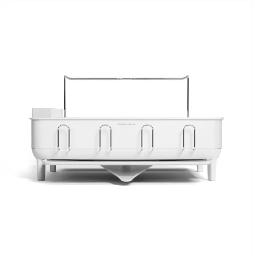 Miniatura 7 de simplehuman Escurreplatos compacto con marco de acero inoxidable, boquilla giratoria de fácil drenaje de 360º, soporte para utensilios