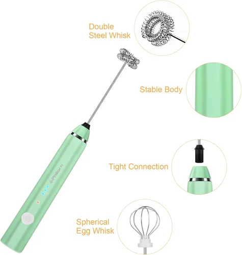 Miniatura 3 de Philorn - Varilla espumadora de leche recargable eléctrica de mano, batidor mini para café con leche, capuchino, frappé, matcha, chocolate caliente