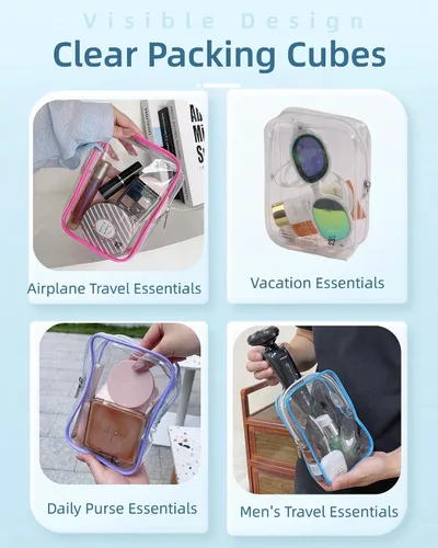 Miniatura 5 de 2 cubos de embalaje de 1 cuarto de galón, bolsa de viaje aprobada por la TSA, bolsa pequeña transparente, bolsa de viaje internacional