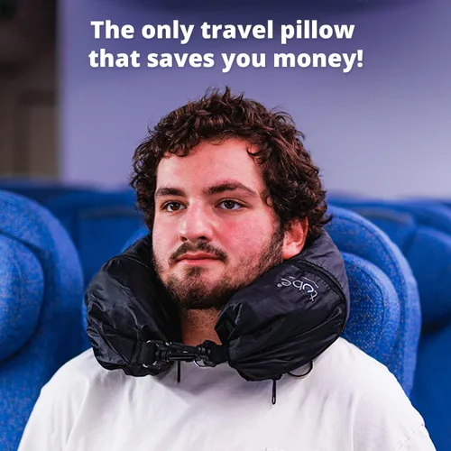 Miniatura 3 de Almohada de cuello de viaje que rellenas con ropa, evita el exceso de tarifas de equipaje. Se dobla como equipaje de mano y equipaje extra. Se