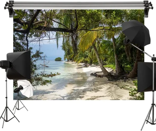 Miniatura 6 de Kate 6.6 x 6.6 ft, telón de fondo de playa de verano tropical con estampado de selva tropical tropical y fondo de tela para estudio fotográfico