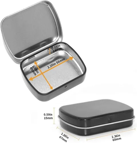 Miniatura 2 de Gere Paquete de 9 cajas de lata rectangulares de metal con bisagras con tapa, 2.4 x 1.8 x 0.6 pulgadas, contenedores portátiles para kit
