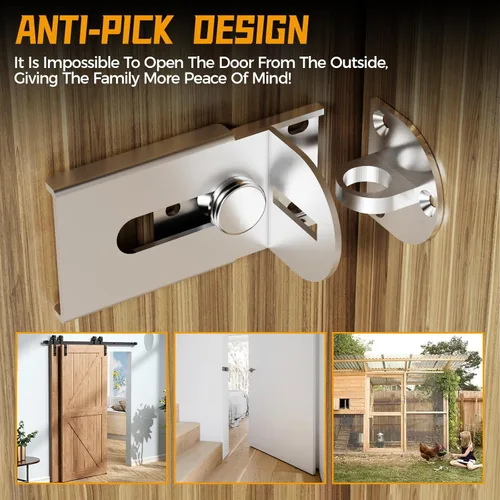 Miniatura 3 de Cerradura de puerta corredera, cerradura de cerrojo de puerta de 90 grados, candado de seguridad de ángulo recto de acero inoxidable con tornillos