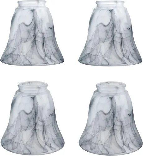 Aspen Creative 23166-4 Pantalla de cristal de repuesto para ventilador de techo tradicional de alabastro ahumado en forma de campana, ajuste de