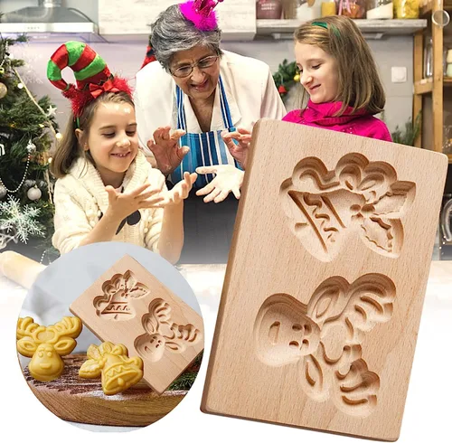 Miniatura 2 de Molde de Galletas de Madera, Molde de Horneado 3D, Herramienta de Decoración de Gravura para Artesanía, Adecuado para Halloween, Acción de Gracias