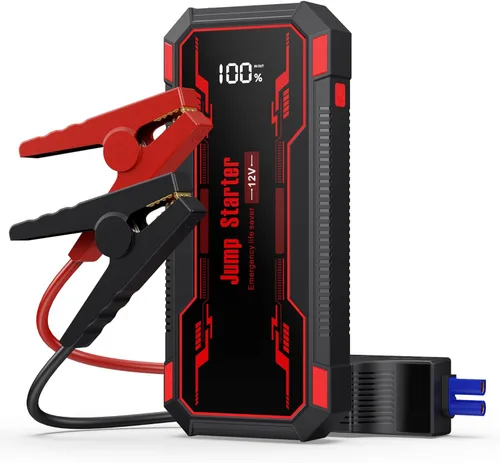 Arrancador de Batería de Coche 6000A, Arrancador de Batería de Coche Portátil de 12V, Arrancador de Puente de Batería Portátil (10.0L Gasolina/8.0L