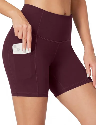 Miniatura 11 de Heathyoga Pantalones cortos de ciclismo para mujer, control de abdomen, pantalones cortos de entrenamiento de 5 pulgadas con bolsillos, cintura