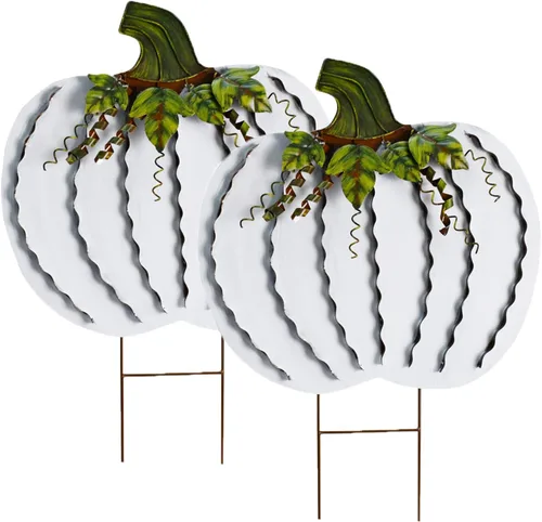 Miniatura 18 de Letreros de metal con estacas de calabaza, decoración de otoño, decoración decorativa de jardín, césped, calabazas, decoración de otoño al aire