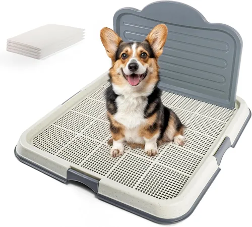 Miniatura 8 de Soporte para orina de perro con pared alta, bandeja grande de entrenamiento para cachorros con rejilla de malla y protector contra salpicaduras