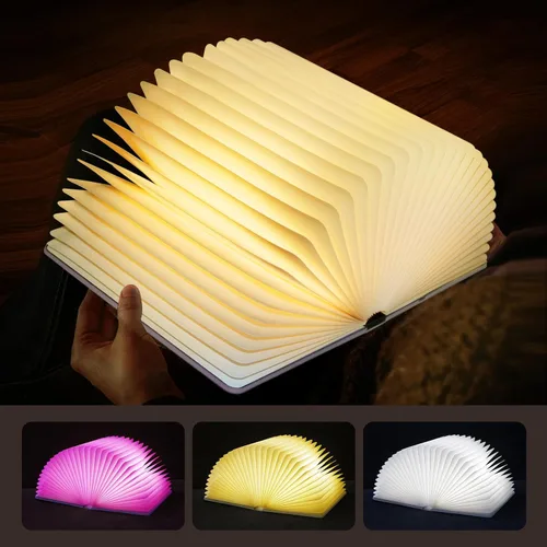 Miniatura 2 de QXMGCBOK Lámpara de Libro Plegable Retro, Luz Nocturna LED Novedosa, Lámpara de Escritorio de Alivio de 3 Colores, Regalo para Amantes de los Libros