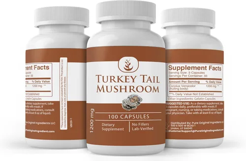 Miniatura 4 de Pure Original Ingredients Hongo de cola de pavo (100 cápsulas) siempre puro, sin aditivos ni rellenos, verificado por laboratorio