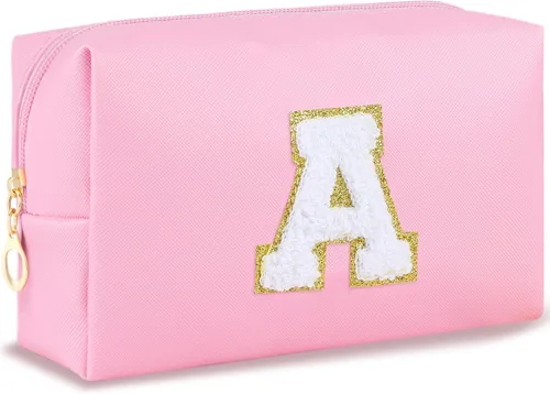 Miniatura 136 de URSKYTOUS Regalos para niñas, bolsa de maquillaje con inicial, bolsa de cosméticos personalizada con cremallera, bonita bolsa de aseo de viaje, Azul