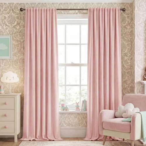 Miniatura 11 de NICETOWN Cortinas de terciopelo negro de 84 pulgadas de largo, 2 paneles, bolsillo para barra y pestaña trasera, cortinas opacas de lujo, cortinas