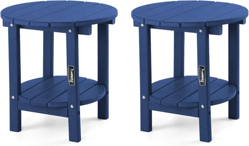 Miniatura 15 de FUNBERRY Mesa auxiliar Adirondack para exteriores, mesas auxiliares de patio de 2 niveles, HDPE para todo tipo de clima para exteriores