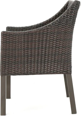 Miniatura 3 de Christopher Knight Home Antibes - Sillas de comedor de mimbre para exteriores con cojines resistentes al agua, juego de 2 piezas, multicolor y beige