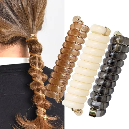 Banda Elástica para el Cabello en Espiral Trenza Cola de Caballo Elegante Cable de Teléfono Bobinas para el Cabello Sin Pliegues Sujetadores de Cola