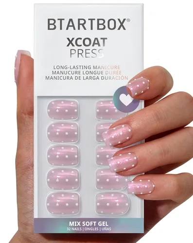 Miniatura 58 de BTArtbox Uñas Postizas Blancas Cortas a Presión - Uñas Postizas de Gel Suave en Forma de Almendra, Uñas Blancas con Pegamento para Uñas, Uñas