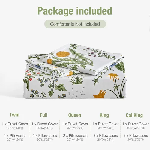 Miniatura 7 de Lekesky - Juego de funda de edredón de algodón tamaño queen, 100% algodón reversible con estampado floral verde, juego de funda de edredón