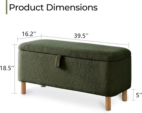 Miniatura 3 de Banco otomano de almacenamiento Boucle para dormitorio al pie de la cama, asiento tapizado en sherpa con almacenamiento para zapatos para entrada