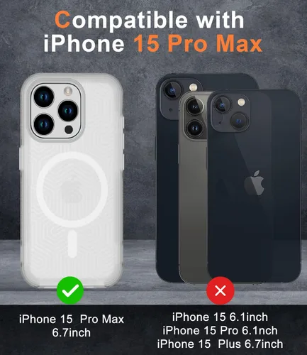 Miniatura 6 de Funda magnética para iPhone 15 Pro Max, [compatible con Magsafe] [10 pies de grado militar anticaídas]