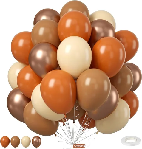 Miniatura 13 de Globos de arco color café, 50 piezas de 12 pulgadas, Globos de café oscuro, color canela, metálico, dorado, nude, arena, blanco, transparente