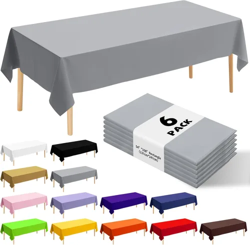 Miniatura 19 de Paquete de 6 manteles de plástico desechables patrióticos de 54 x 108 pulgadas, para fiestas con temática conmemorativa, desechables para mesas de 6