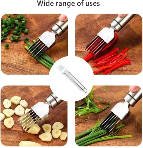 Miniatura 6 de PCTC Cuchillo de cebolla verde picada de acero inoxidable, herramienta de cocina, cortador de verduras, cortador de cebolleta afilada, cuchillo