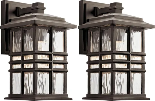 Miniatura 8 de Kichler Beacon 49829BKT - Lámpara de pared cuadrada de 12 pulgadas para exteriores con cristal martillado transparente en negro texturizado