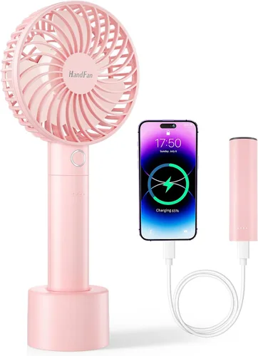 Miniatura 12 de HandFan Ventilador de mano portátil, pequeño ventilador de mano personal, mini ventiladores de refrigeración eléctricos, ventiladores de escritorio