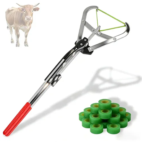 Miniatura 9 de Kit de Anillado para Cabras, Elastrador de Acero Inoxidable con 200 Piezas de Bandas de Goma de 3 Tamaños y Herramienta Expansora para el Manejo