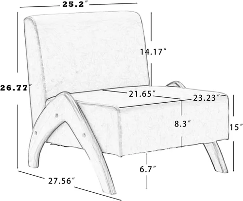 Miniatura 2 de Silla decorativa de gran tamaño, tapizada sin brazos de mediados de siglo, moderna silla de sala de estar con patas de madera para dormitorio, Crema
