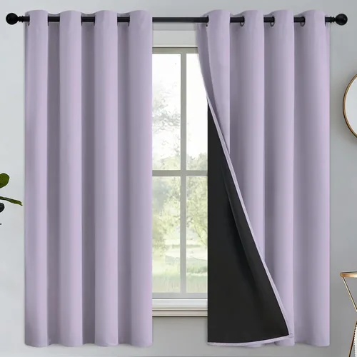 Miniatura 357 de Yakamok Cortinas negras, cortinas de ventana con aislamiento térmico y eficiencia energética para dormitorio, cortinas opacas completas y cortinas