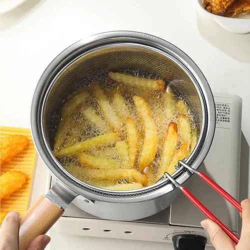Miniatura 6 de Set de colador de pasta de 2 piezas, colador de fideos de acero inoxidable con asa extraíble, colador de pasta de metal, cesta para freidora