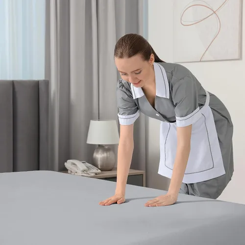 Miniatura 8 de Royale Linens Sábana bajera de bolsillo extra profundo tamaño individual – Sábana bajera plateada de bolsillo profundo – Se adapta a colchones de 18