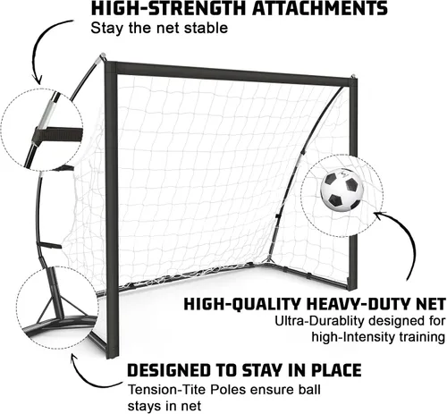 Miniatura 2 de Portable Soccer Goal for Backyard, Kids Youth Adults Soccer Goal Set with Net + Ground Stakes, Soccer Target and Agility Speed Training Equipment