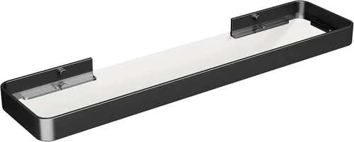 Miniatura 9 de Danpoo Estante de Pared Pequeña de 8 Pulgadas, Vidrio Templado Transparente con Marco de Aluminio Negro Mate – Elegante Organizador Flotante