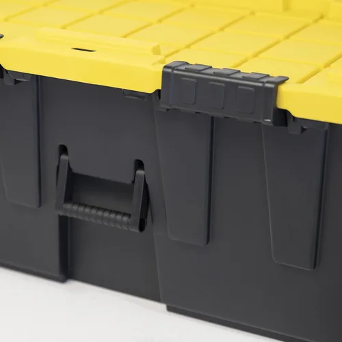 Miniatura 8 de Caja resistente negro y amarillo, 20 galones con ruedas, interior/exterior, resistente (paquete de 2)