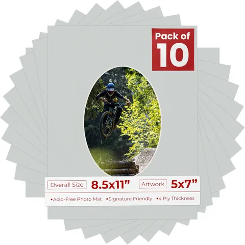 Miniatura 9 de Tapete de 8.5 x 11 pulgadas con corte biselado para fotos de 5 x 7 pulgadas, diseño ovalado, color azul bebé, sin ácidos, mate para proteger tus