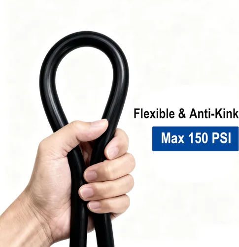 Miniatura 3 de Tubo de vinilo de plástico trenzado negro de alta presión de 3/8 pulgadas a 50 pies, manguera de tubo de PVC reforzado, flexible, sin BPA, perfecto
