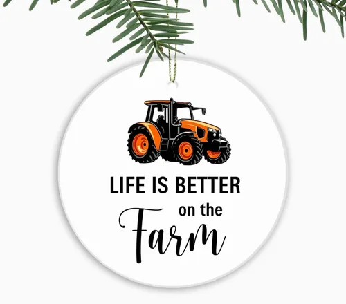 Adorno de Navidad de granjero, Tractor Life is Better at The Farm, decoración de fiesta, decoración colgante de árbol de Navidad para marido,