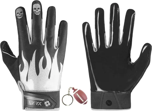 Miniatura 33 de Guantes de receptor de fútbol profesional LYRX con palma de silicona óptima, agarre antideslizante, control ultra adhesivo, deportivo, ligero