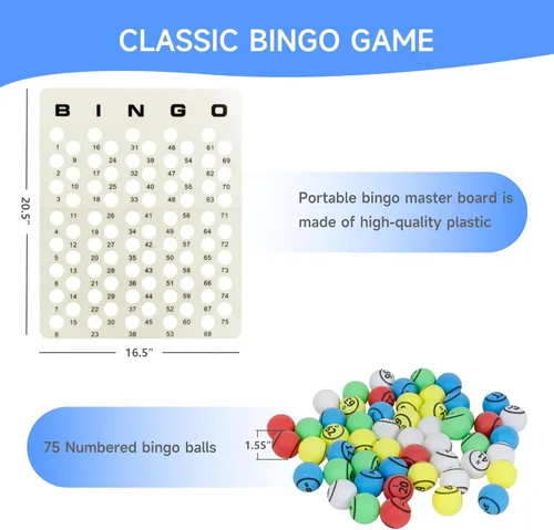 Miniatura 5 de GSE Games & Sports Expert Juego de bingo profesional con jaula jumbo, bolas de bingo de 1.5 pulgadas, tablero maestro. Ideal para grupos grandes