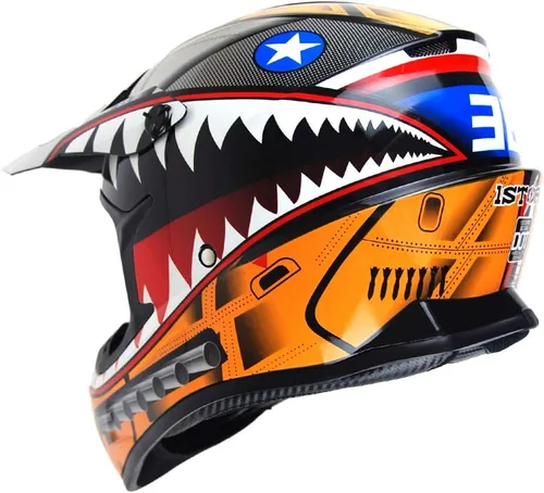 Miniatura 6 de 1Storm - Casco de motocross para adultos BMX MX ATV Dirt Bike Downhill Mountain Bike estilo Monster Shark Racing HKY_SC09S