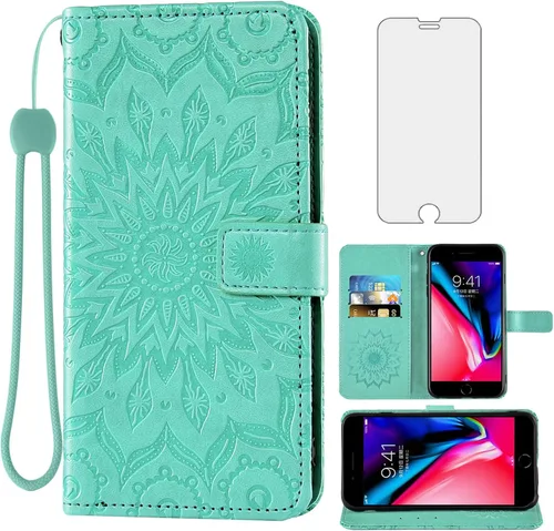 Miniatura 13 de Funda de teléfono para iPhone 7plus 8plus 7/8 Plus con protector de pantalla de vidrio templado, funda de cuero con tapa para tarjetero, accesorios